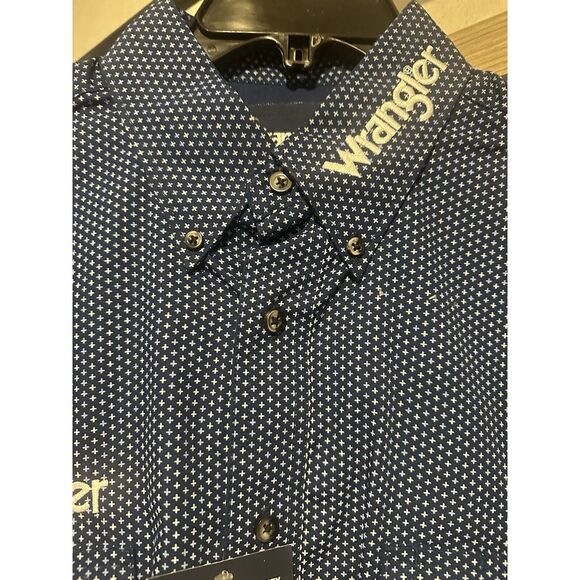 Mens LT Wrangler 20x Western Button Up‎ Shirt Navy Blue Long Sleeve NWT - Picture 1 of 12